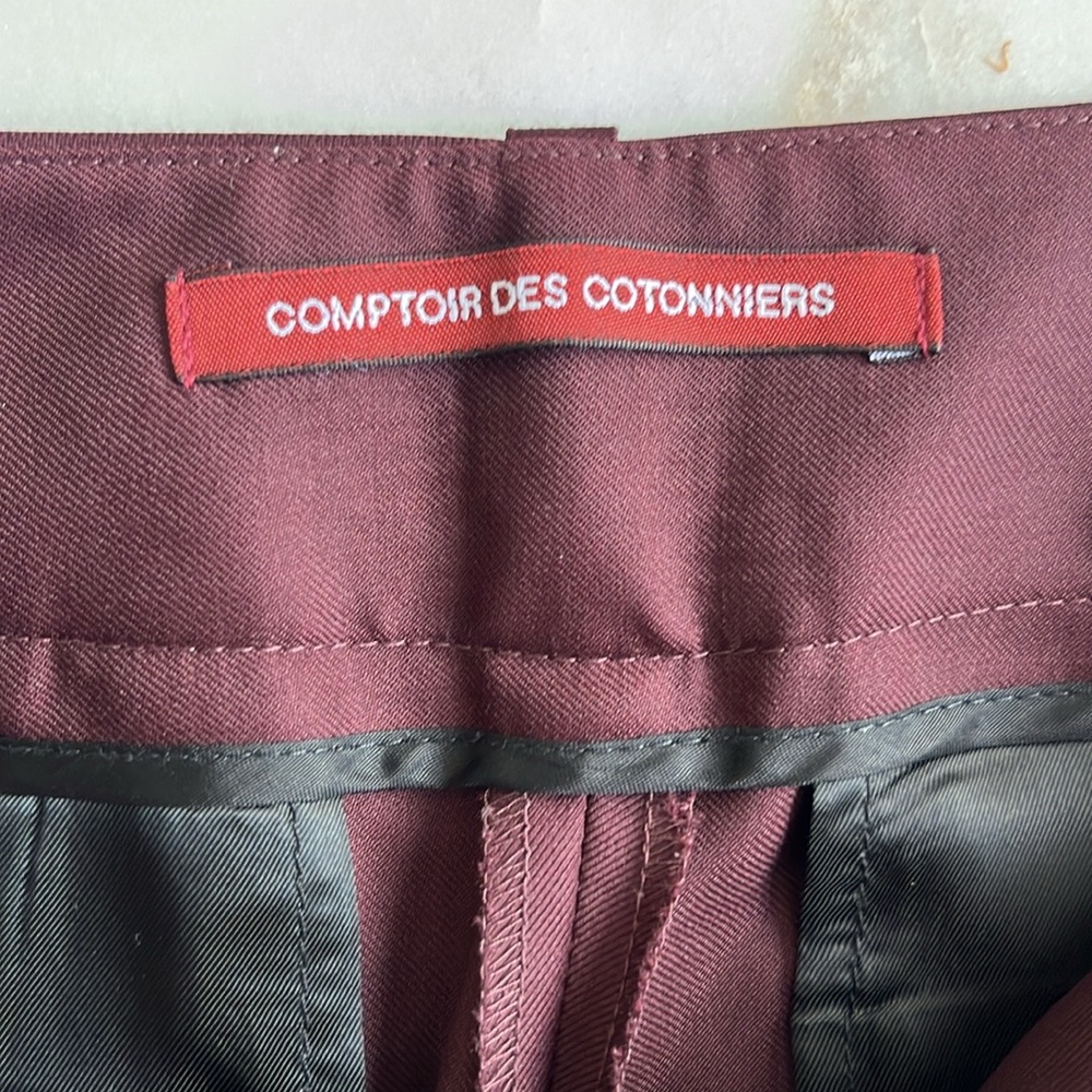 Comptoir des Cotonniers Cropped Wool Trousers Burgundy size US‎ XXS - Picture 9 of 10